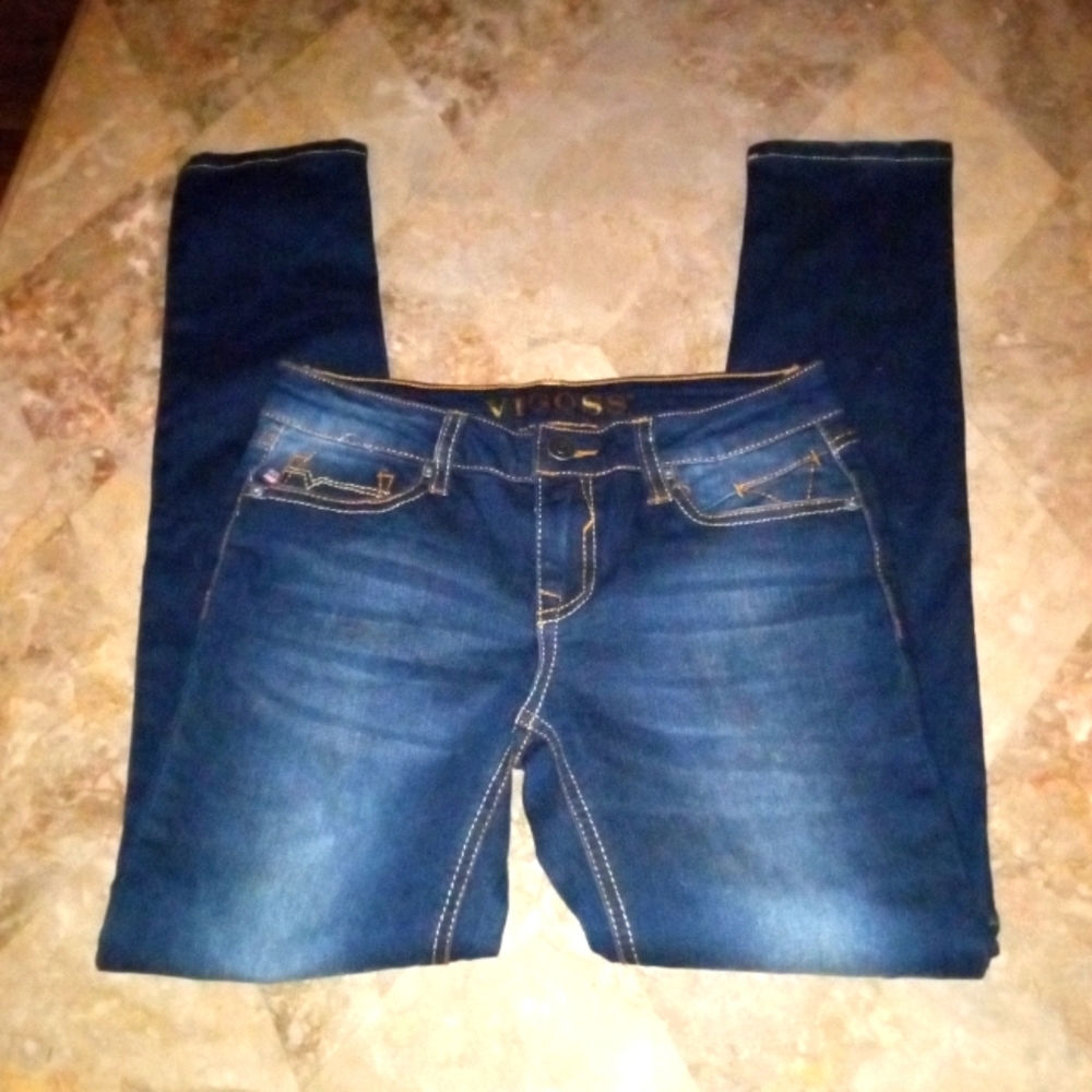 New Girls 12 Vigoss Skinny Jeans With Sequin Tigers on Back Pockets